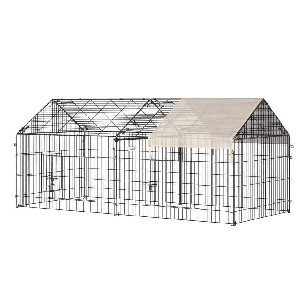 PawHut Outdoor Metal Kennel Enclosure for Small Animals, Utilizable as Rabbit or Chicken Run - Pet Supplies online store