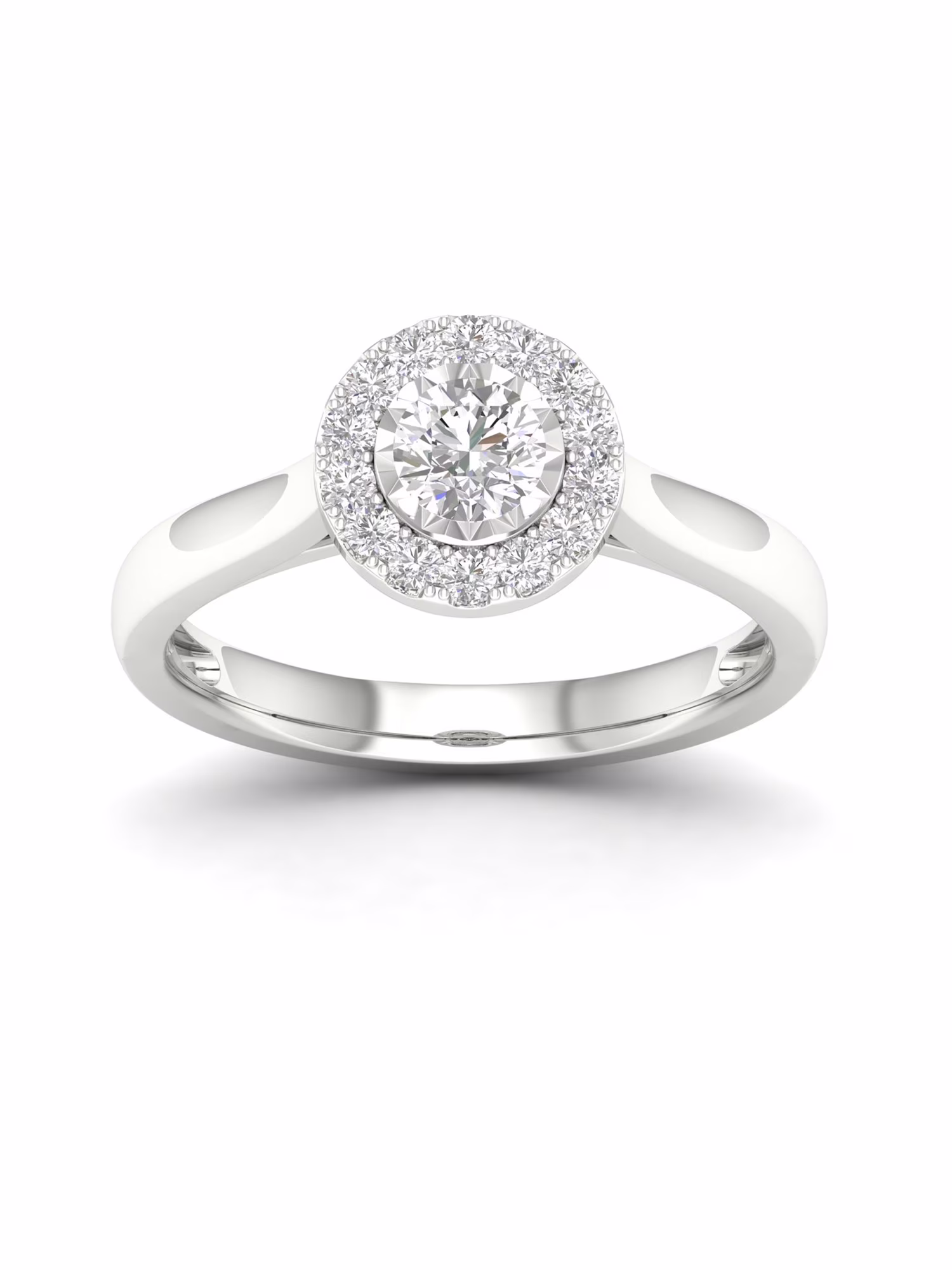 1/3Ct TDW Diamond 10K White Gold Single Stone Halo Engagement Ring (I-J, I2)