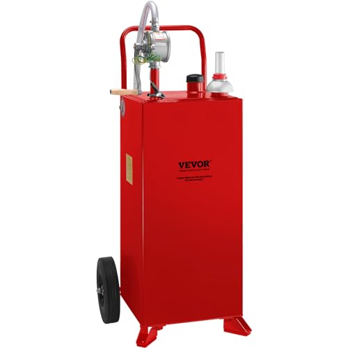 VEVOR Fuel Caddy 30 Gallon, Fuel Storage Tank with Wheels, Portable Gas Caddy with Manual Transfer Pump, Gasoline Diesel Fuel Container for Cars