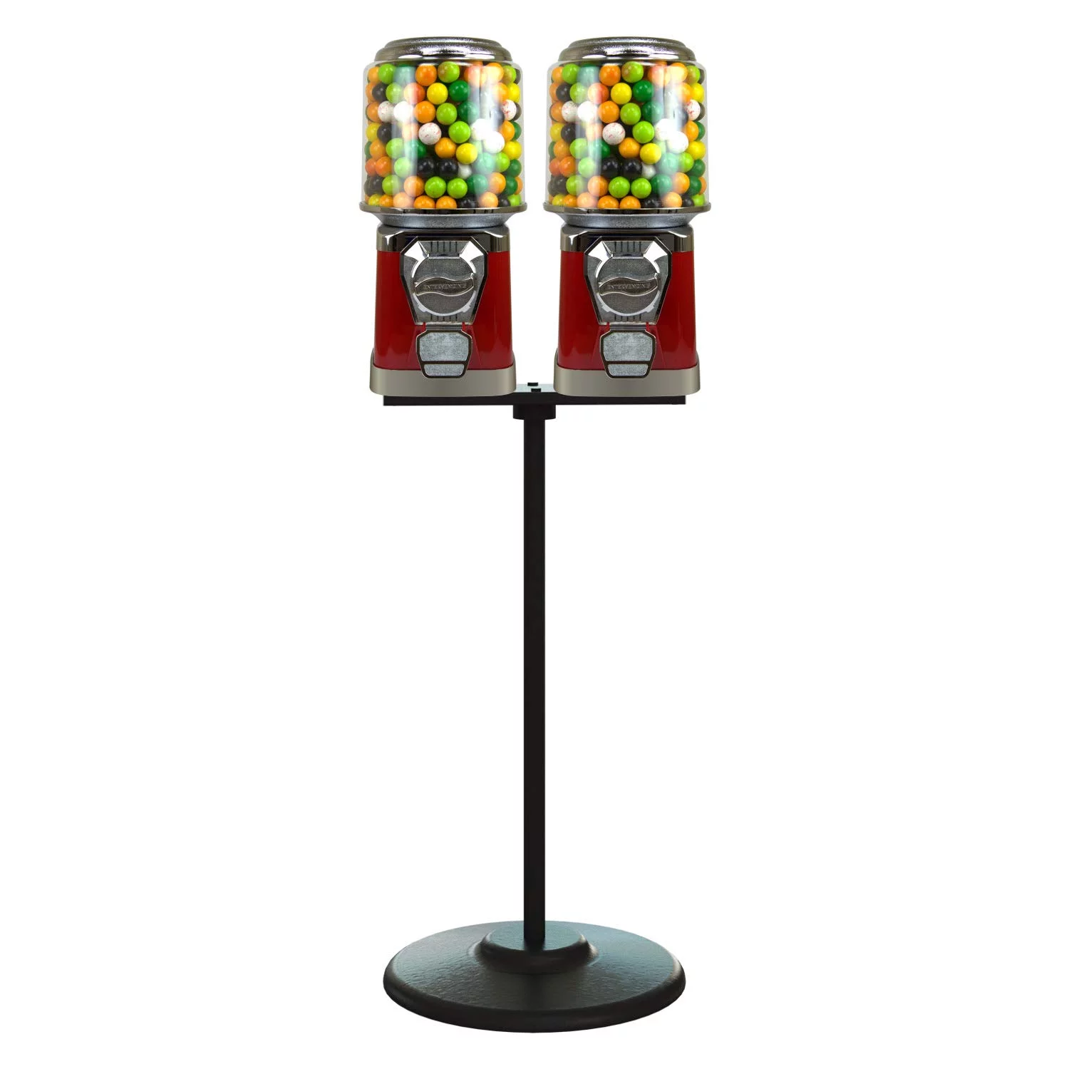 Gumball Machine with Stand - 2 Red Vending Machines Bundled with Refill - Cylinder Bank Bubble Gum Machine for Kids