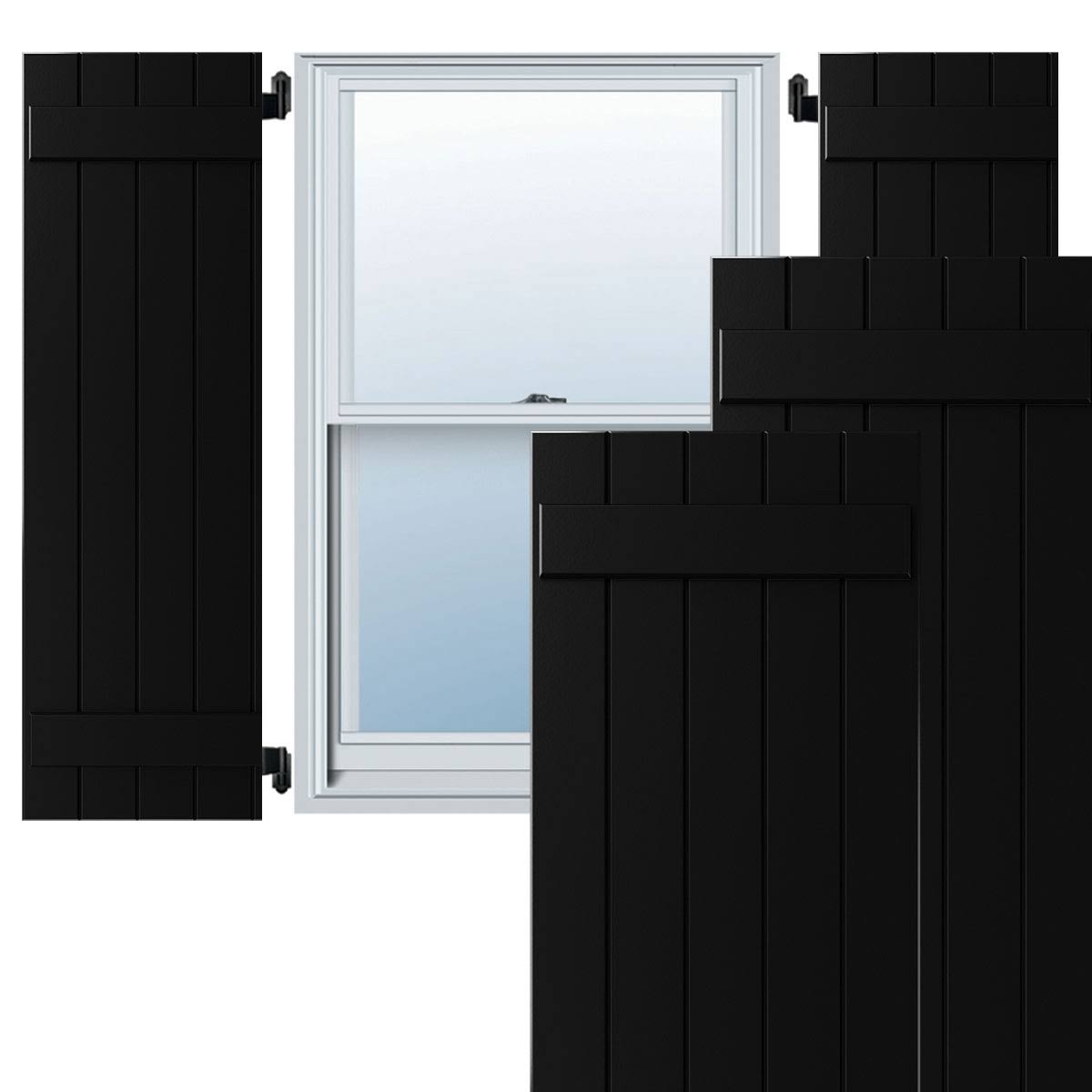 Ekena Millwork CWB18X046BLC 18x22W x 46x22H Exterior Five Board (2 Batten) Composite Board-n-Batten Shutters (Per Pair), Black