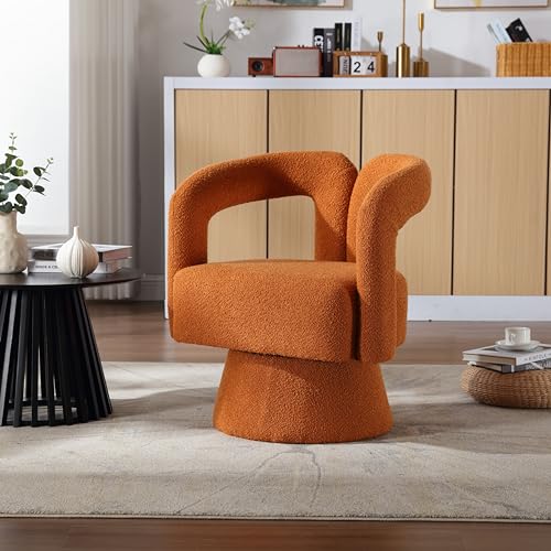 Accent Chair Round Armchairs with Wide Upholstered Modern Reading Seating for Living Room Bedroom Balcony Office Fashionable and Classic Style Rose