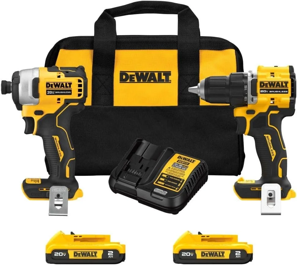 Dewalt DCK225D2 20V MAX ATOMIC Brushless Compact Lithium-Ion 1/2 in. Cordless Drill Driver and 1/4 in. Impact Driver Combo Kit with 2 Batteries 2 Ah