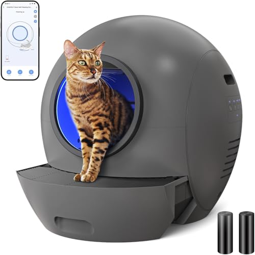 Self-Cleaning Litter Box, SMARTELF Automatic Cat Litter Box Extra Large Litter Box for Multiple Cats, Odor Removal Anti Pinch Kitty Litter Box