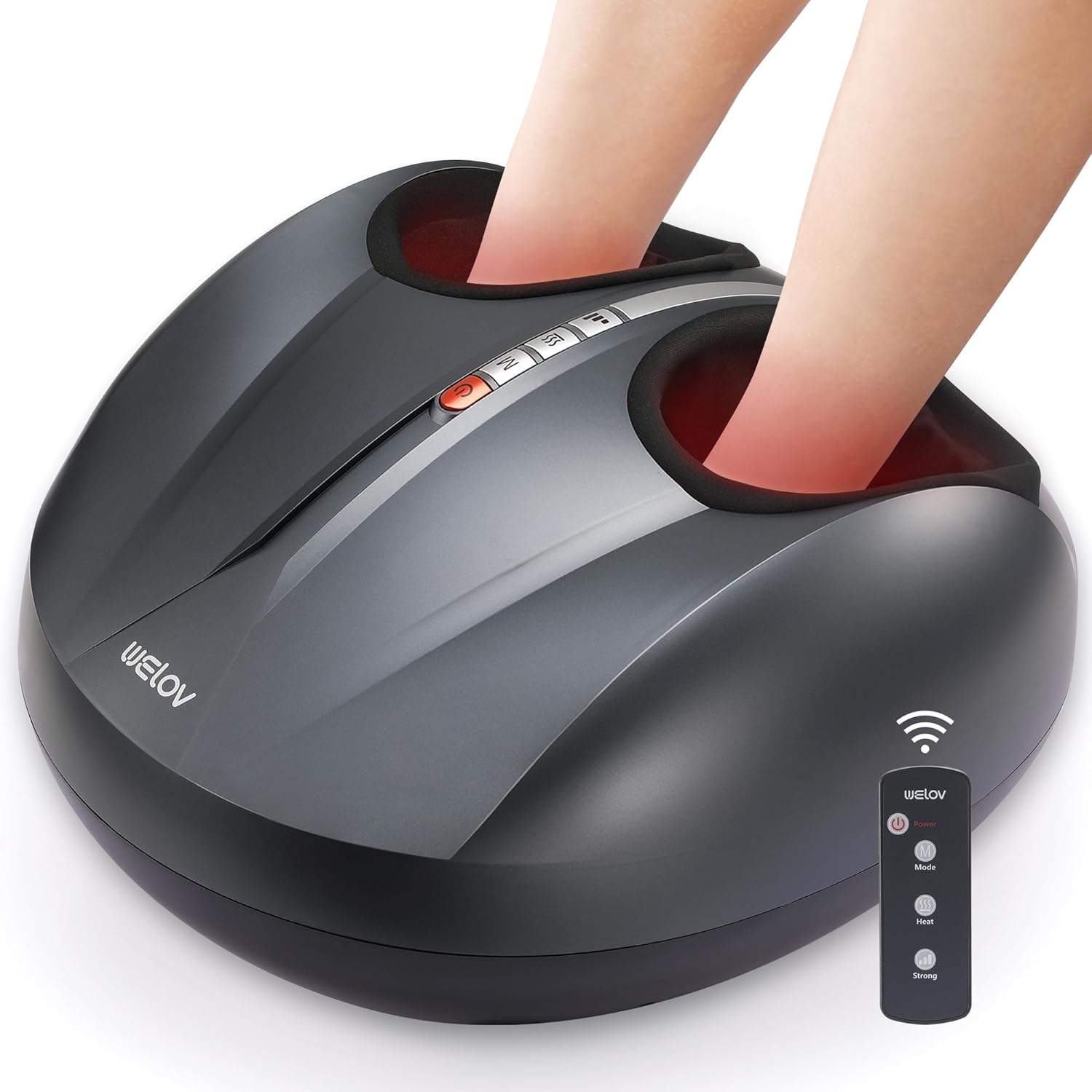 WELOV Foot Massager Machine for Neuropathy Pain, Deep Kneading Shiatsu Foot Massager for Plantar Fasciitis, 2 Heating Levels for Blood Circulation