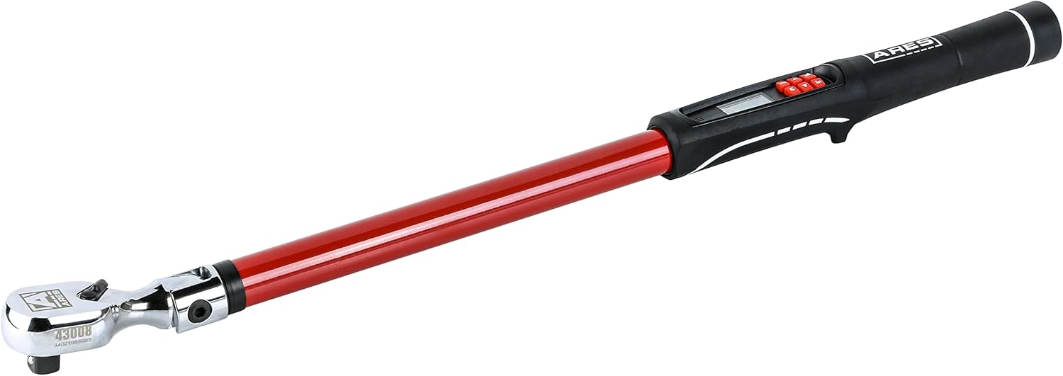 ARES 43008 - 1/2-Inch Drive Flex Head Electronic Digital Torque and Torque Angle Wrench - 25-250 ft/lbs (34-340Nm) - +/- 2% Accuracy