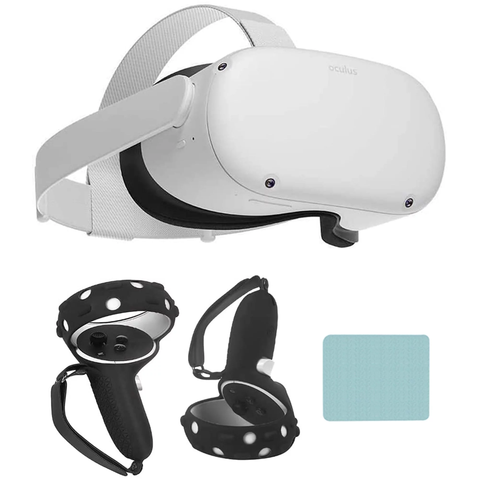 Oculus Quest 2 - All-In-One VR Headset - 256 GB Gaming Headset with Mazepoly Silicone Controller Grip Covers and Cleaning Colth - Radiant Selections