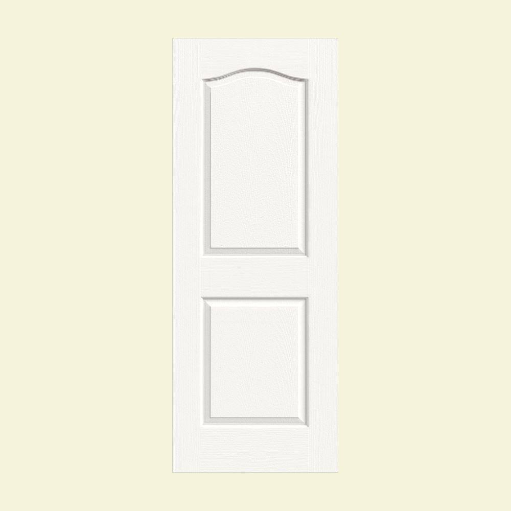 JELD-WEN 30 in. x 80 in. Camden White Painted Textured Solid Core Molded Composite MDF Interior Door Slab