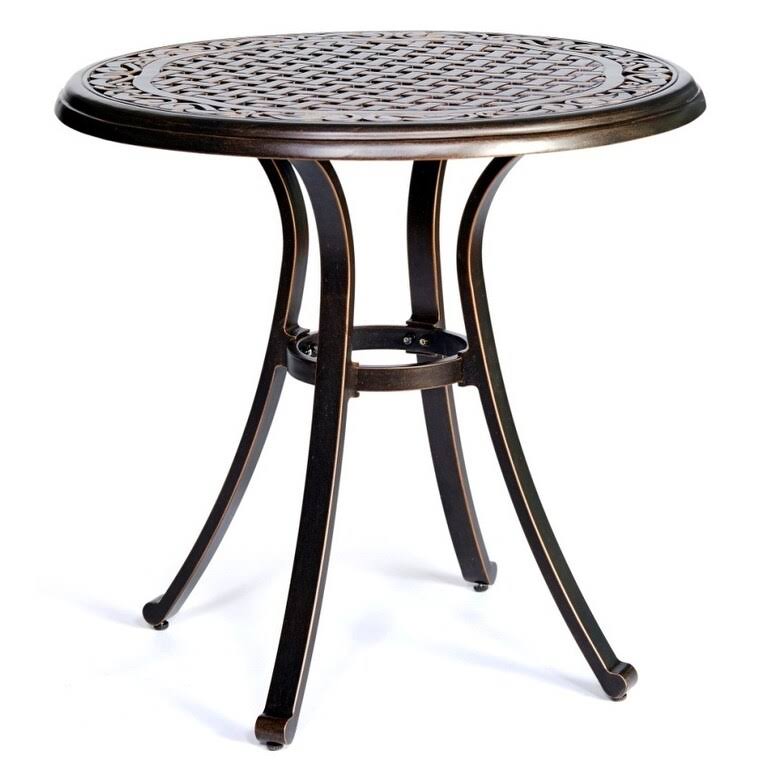 Bistro Table, Square Cast Aluminum Round Outdoor Patio Dining Table 28x22 Dia x 28.6x22 Height - Black