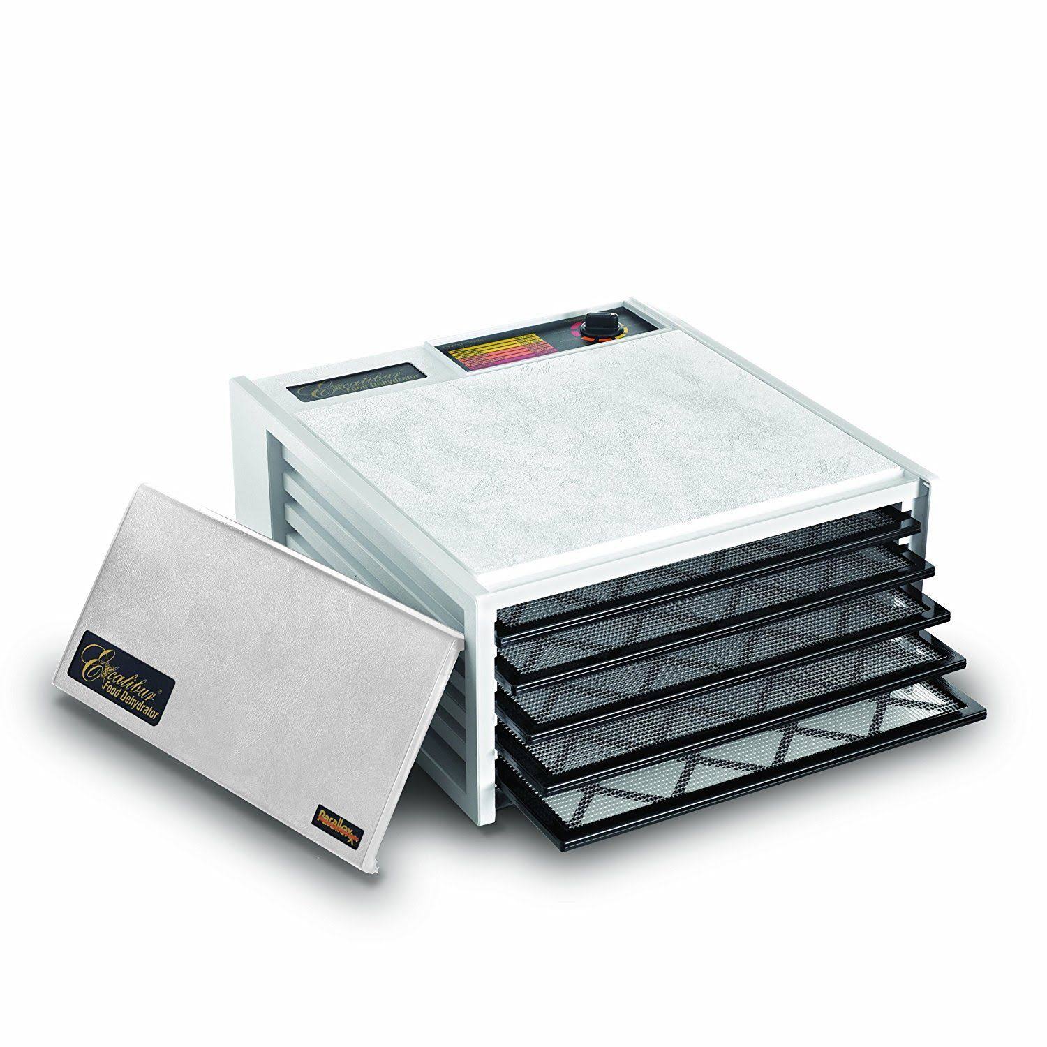Excalibur 5 Tray Black Door Dehydrator, Medium, White 3500W
