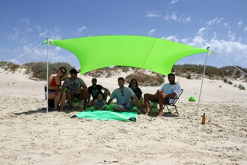 ZiggyShade Family Beach Sunshade – Lightweight Sun Shade Tent with Sandbag Anchors & 4 Free Pegs | UPF50+ UV Quality Lycra Fabric | Large & Portable