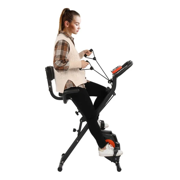 Folding Exercise Bike - Arm & Leg Workout - 3-in-1 Recumbent Exercise Bike for Home, Stationary Bike for Seniors
