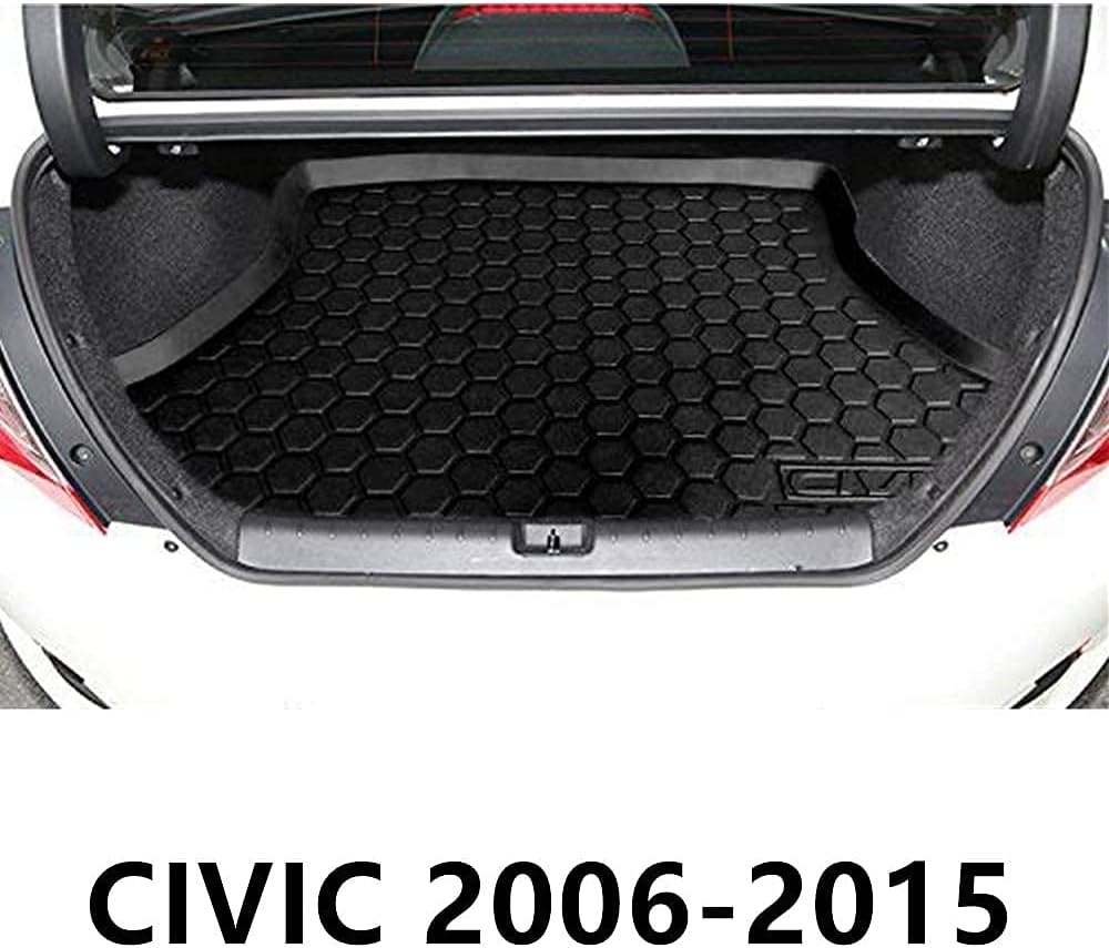 Cargo Liner Car & Trunk Tray Mat for Honda Civic Sedan 2006-2015 Protector Cover Waterproof Anti-Slip in Heavy Duty Black