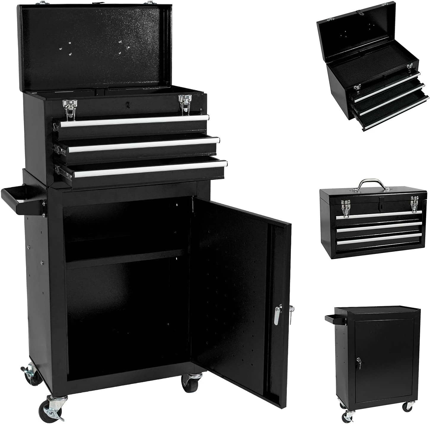 3-Drawer Tool Chest Rolling Tool Box with 4 Wheels