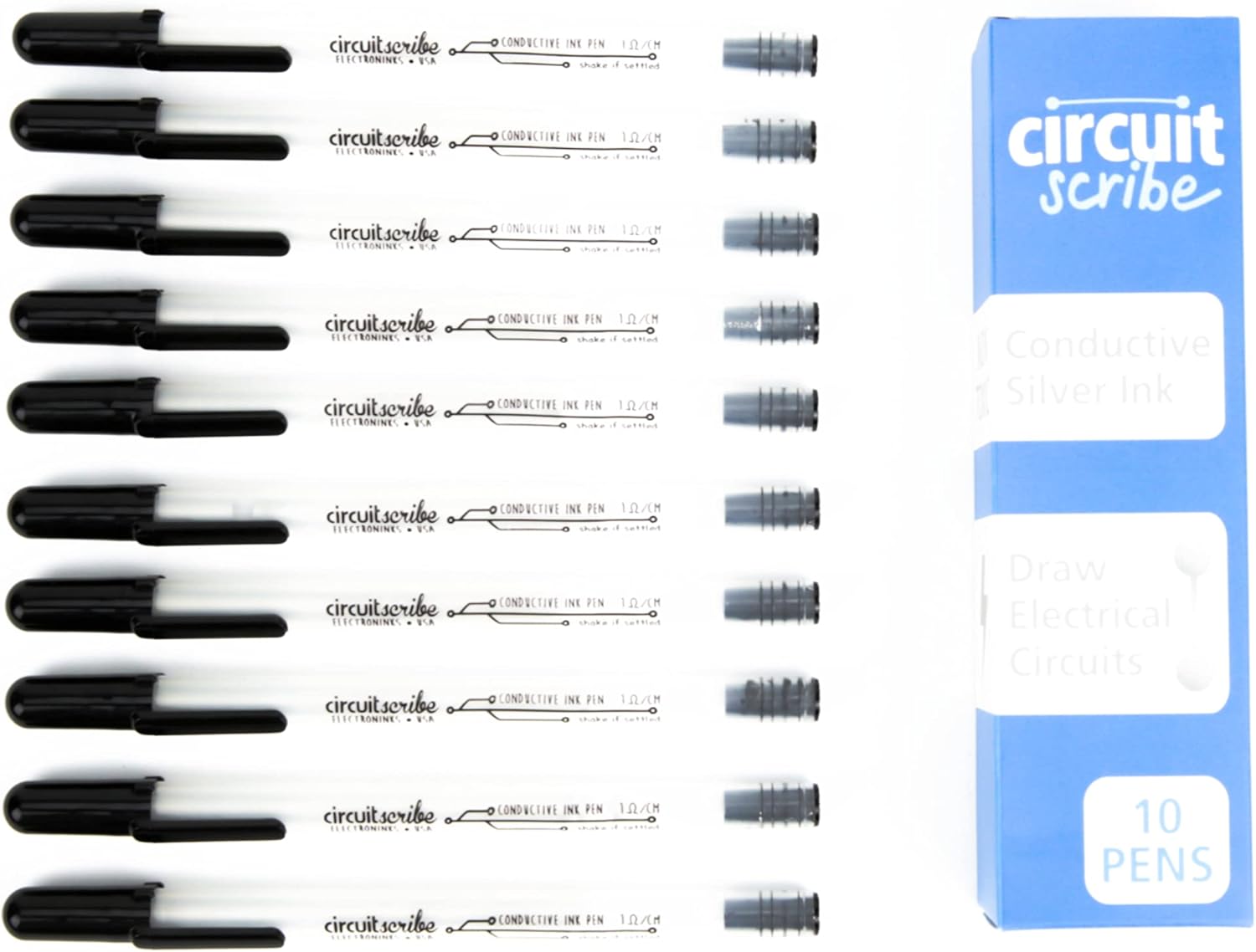 Circuit Scribe Non-Toxic Conductive Ink Pen for Kids Circuit Building Set | Silver Ink Rollerball Point Pen Kit, Science Experiments