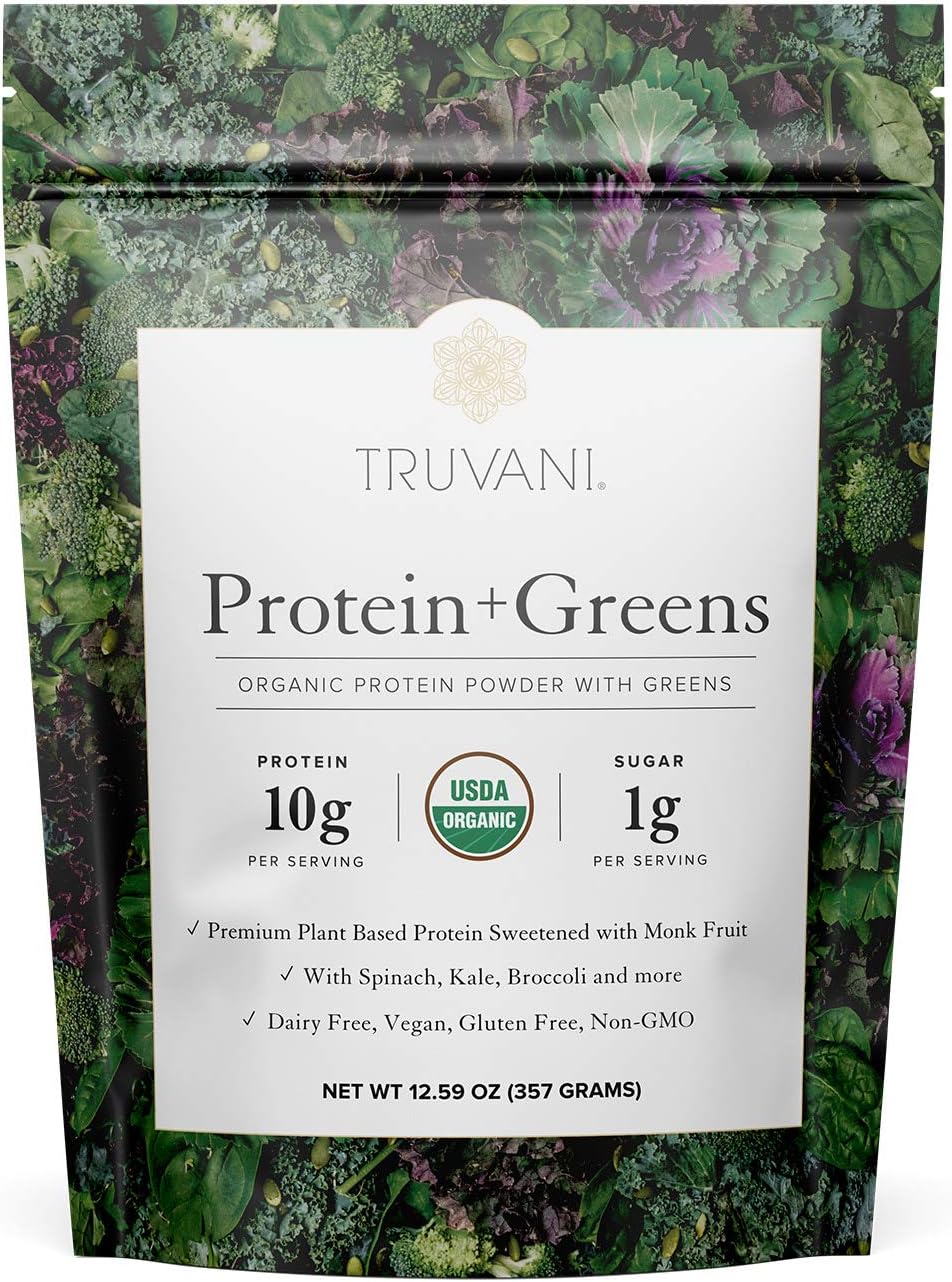 Truvani Protein + Greens | Organic, Non-GMO, Vegan, Gluten Free