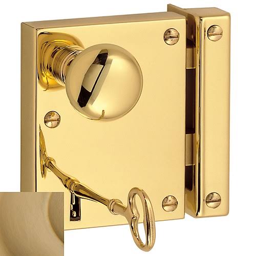 Baldwin Small Vertical Rim Lock Privacy 2-3/4x22 BS Vintage Brass RH