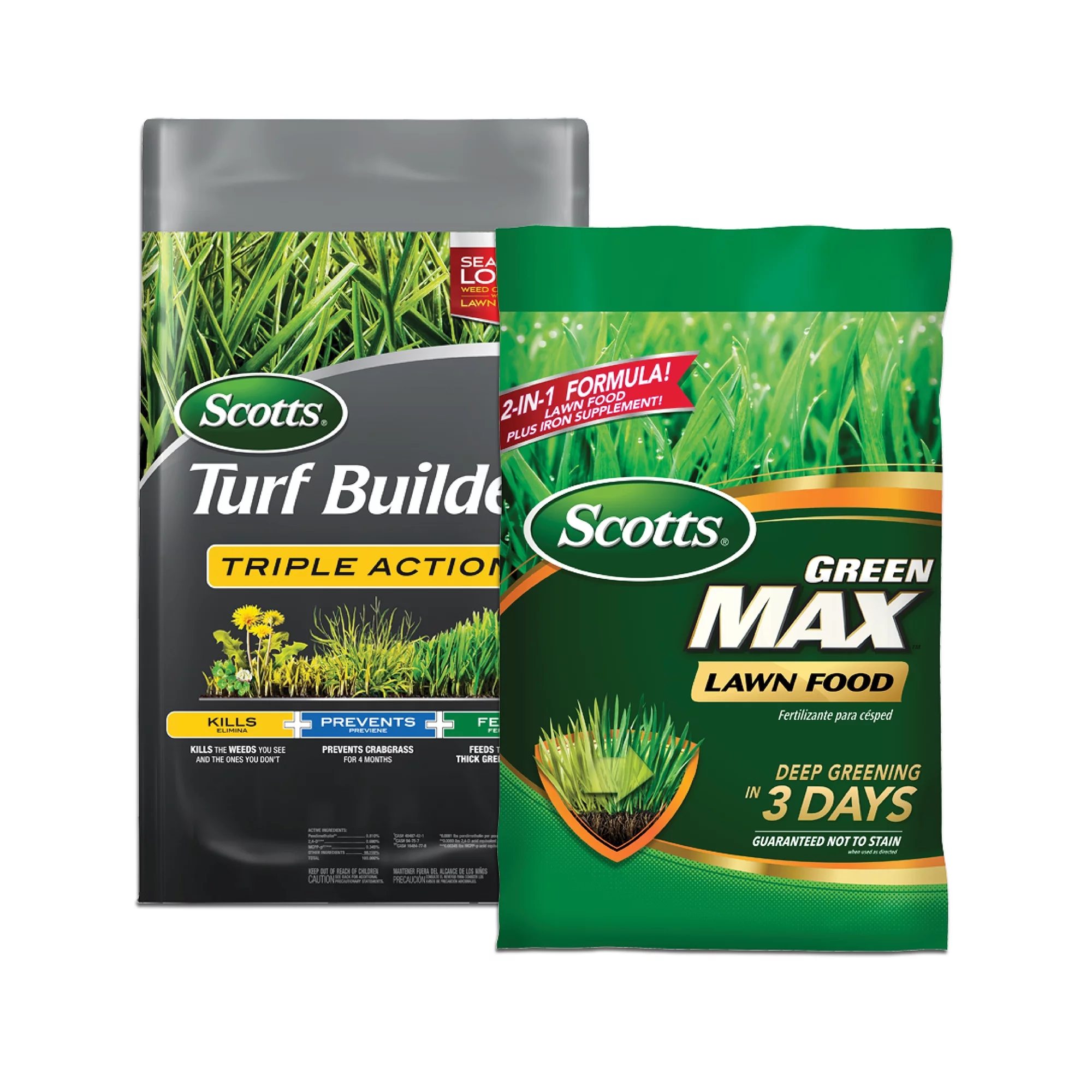 Scotts Turf Builder Triple Action and Scotts Green Max Lawn Food Bundle for Large Northern Lawns - Curated Treasures Market