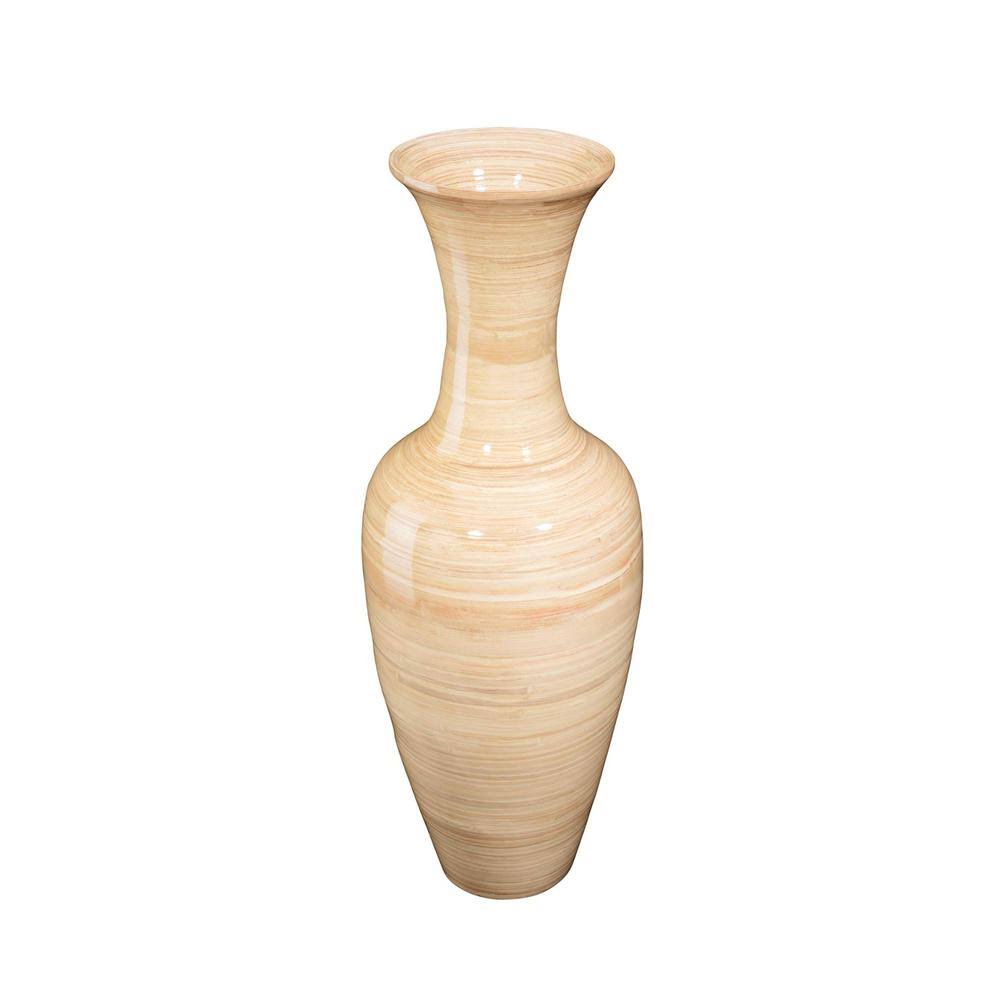 Villacera 28 in. Natural Decorative Handcrafted Classic Bamboo Urn Floor Vase