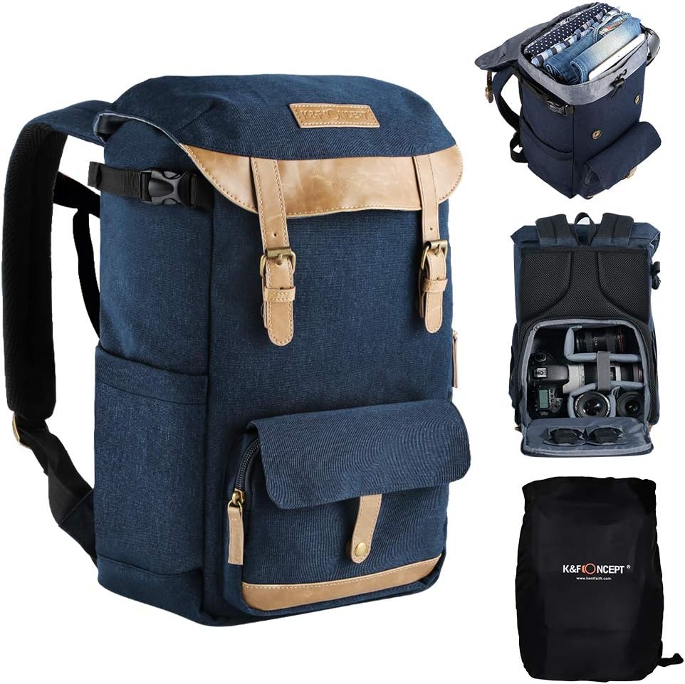 K&F Concept Multi-Functional Camera Backpack 600D Polyester Waterproof Photography Equipment Travel Bag for Tripod DSLR Camera and Accessory with