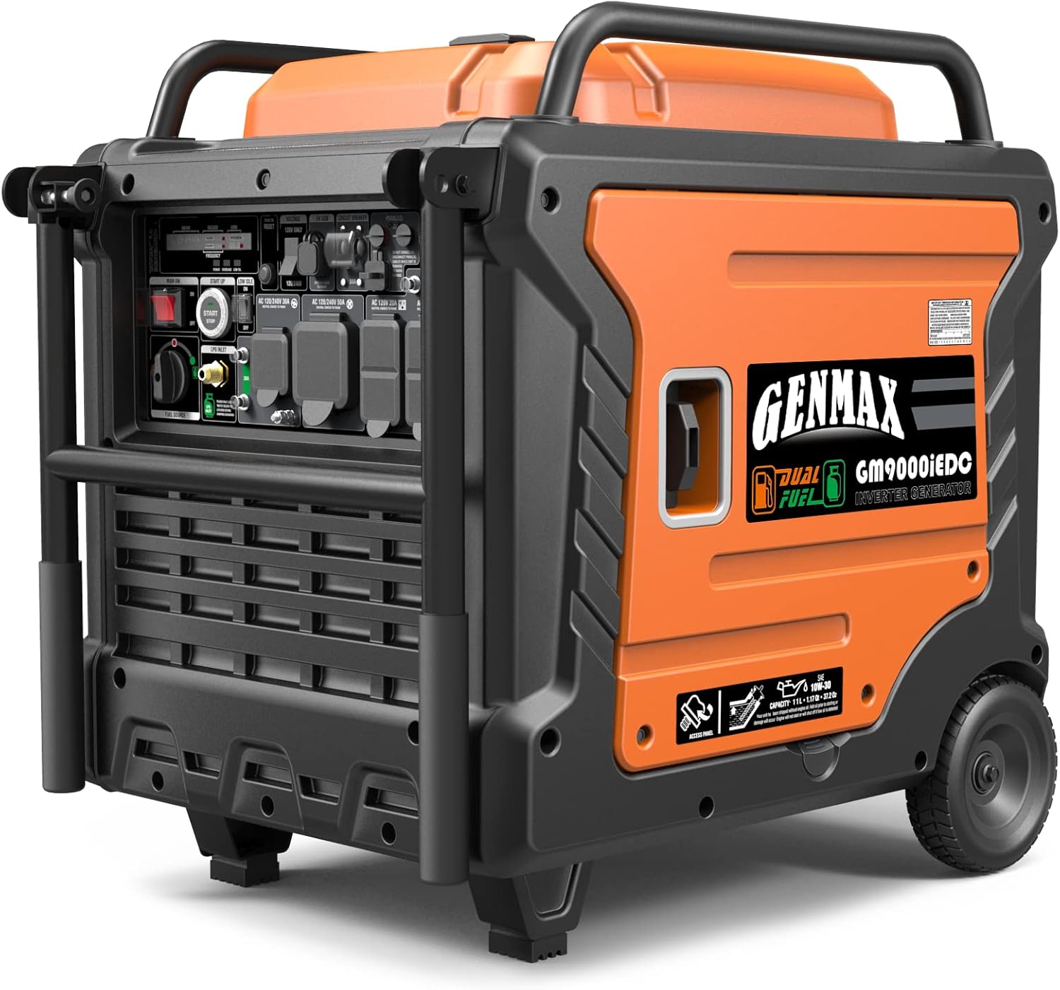 GENMAX Portable Generator, 9000W Super QuietDual Fuel Portable Engine with Parallel Capability, Remote/Electric Start