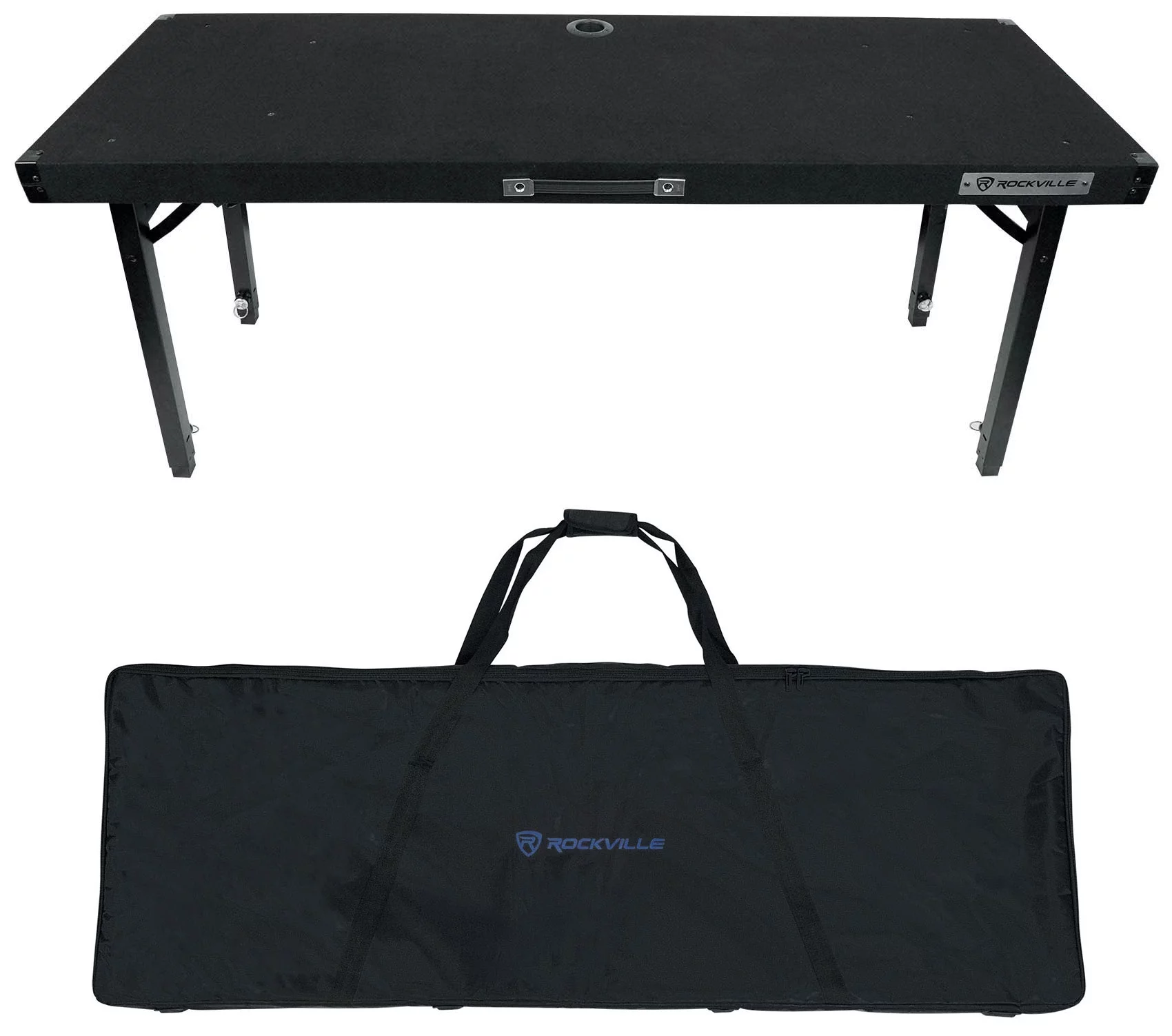Rockville RTBL4 Adjustable Height DJ Table Folding Legs + Carry Bag 20" x 60"