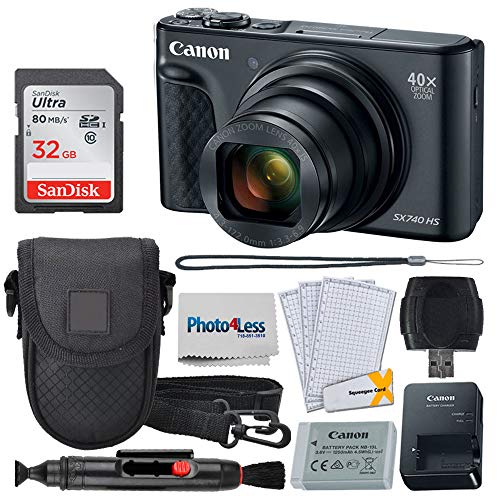 Canon PowerShot SX740 HS Digital Camera + 32GB Memory Card + Point & Shoot Case + USB Card Reader + Lens Cleaning Pen + LCD Screen Protectors +