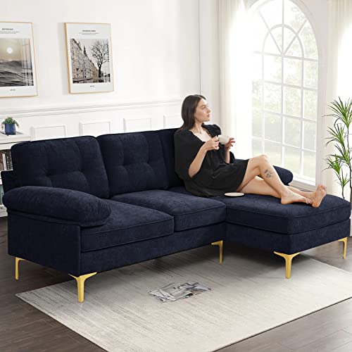 EASELAND 82" L-Shape Sofa with Reversible Chaise Lounge, Convertible Sectional Sofa Couch, Chenille Modern Sofa Couch for Living Room