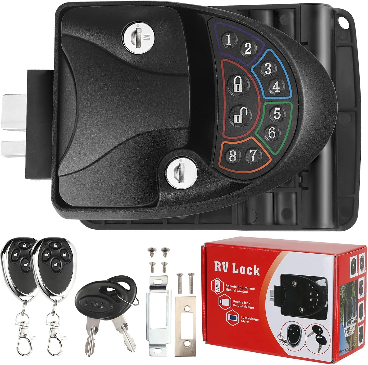 Rv Door Lock Keyless Entry with Deadbolt, RV Door Lock with 2 Wireless Remote Key