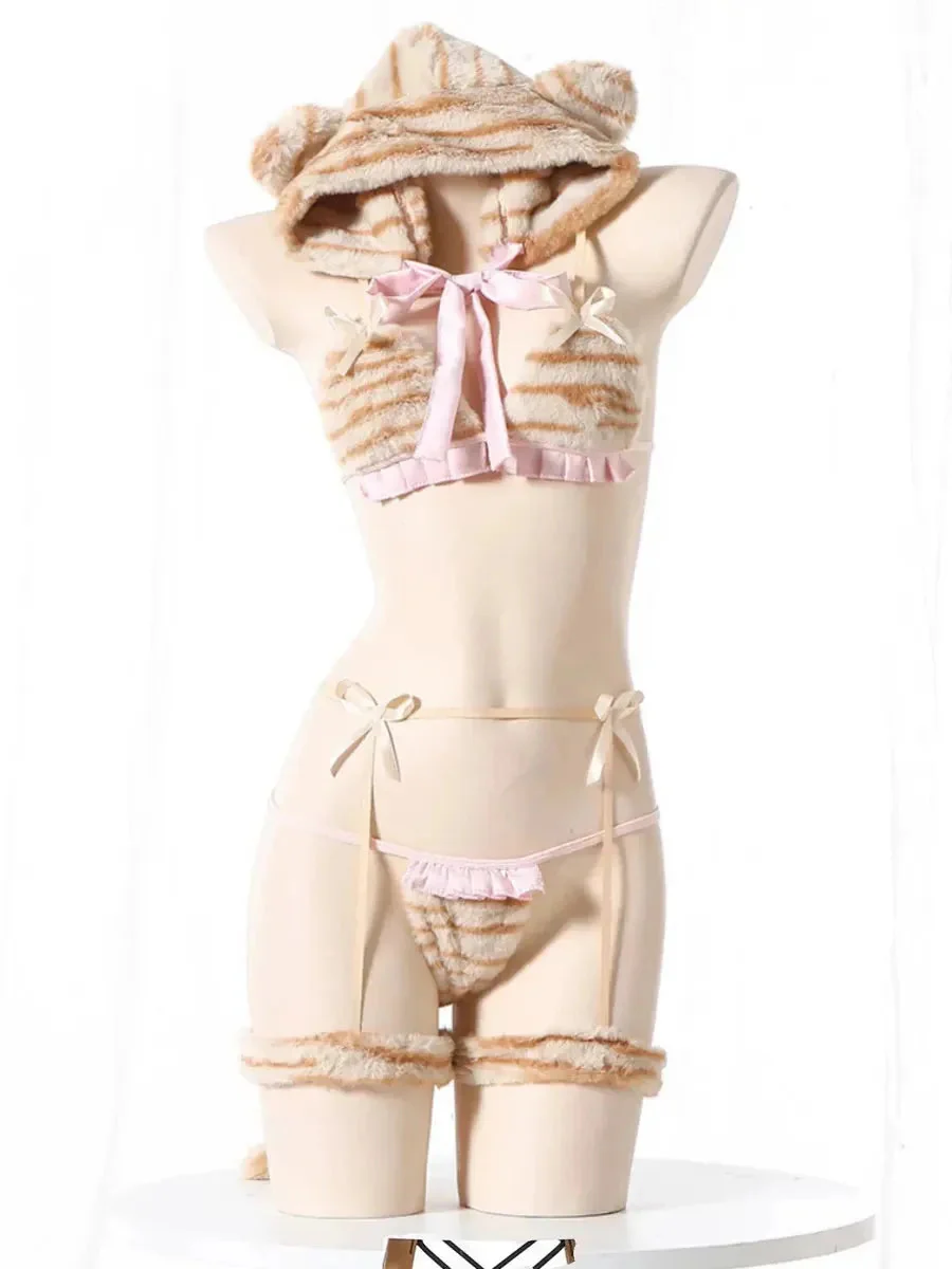 'Tiger Babe' Sexy Cute Valentine Fleeced Lingerie Set