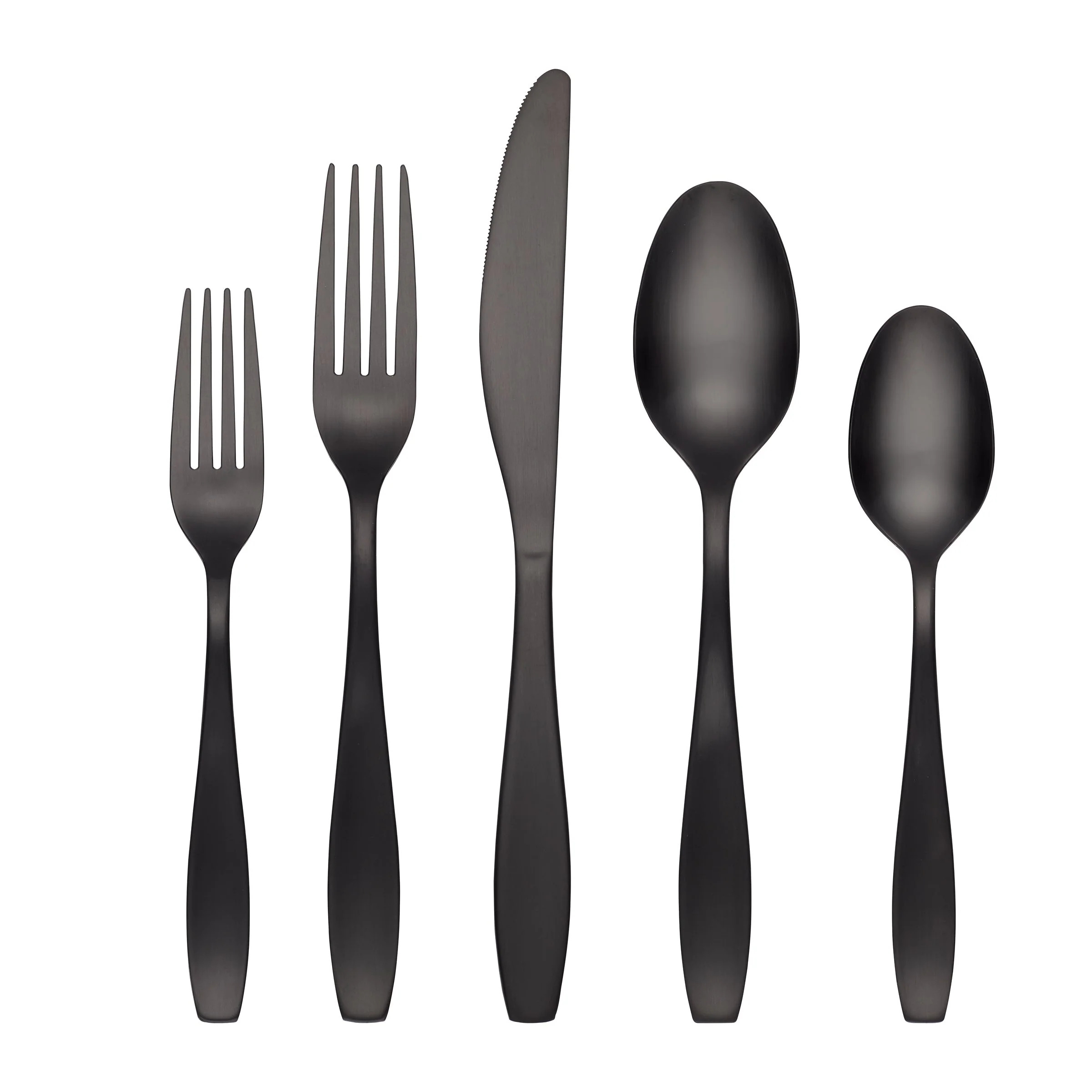 Cambridge Silversmiths January Black Satin 20-Piece Flatware Set, Service for 4