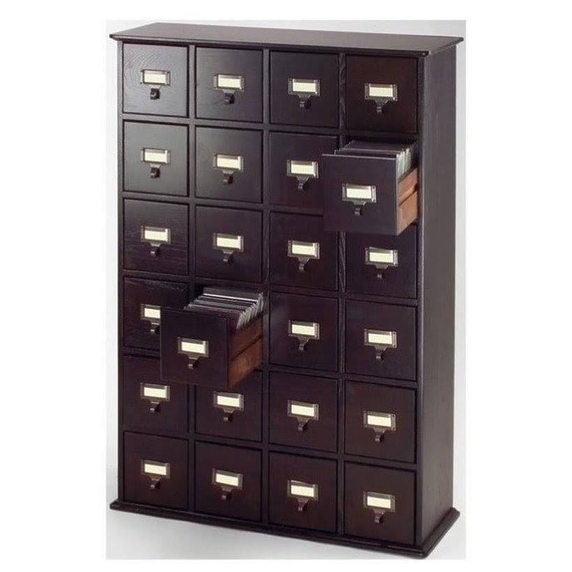 Bowery Hill 40x22 24 Drawer CD Media Storage Cabinet in Espresso