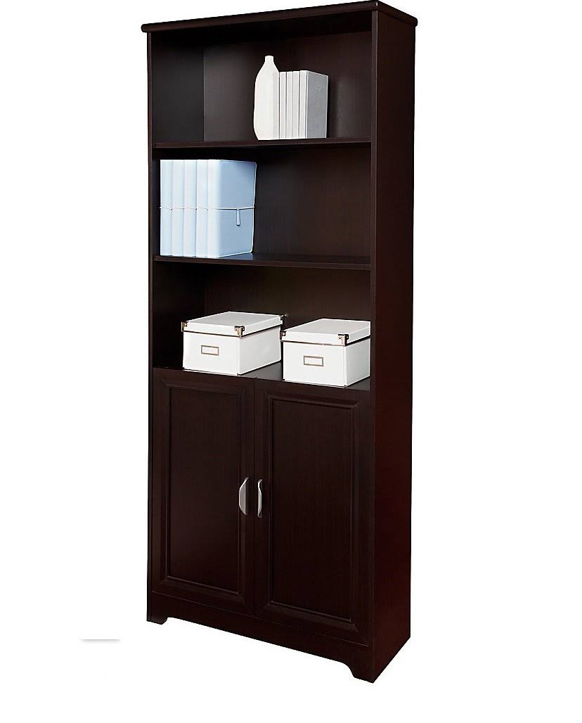 Realspace Magellan 72x22H 5-Shelf Bookcase with Doors, Espresso