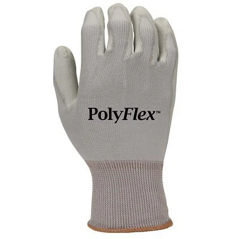 NS PolyFlex Polyurethane Palm Coated Gray Nylon Gloves, Small (16 Pairs) - Curated Treasures Market