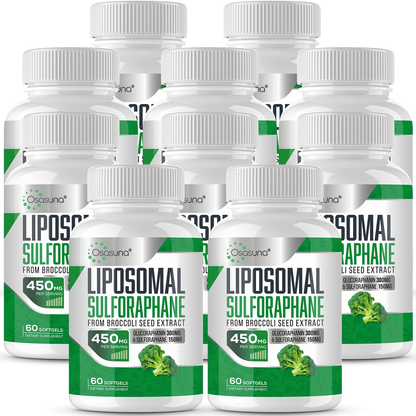 Osasuna Liposomal Sulforaphane 450MG, Maximum Absorption, Glucoraphanin with Myrosinase, Antioxidant Supplement from Broccoli Seed Extract