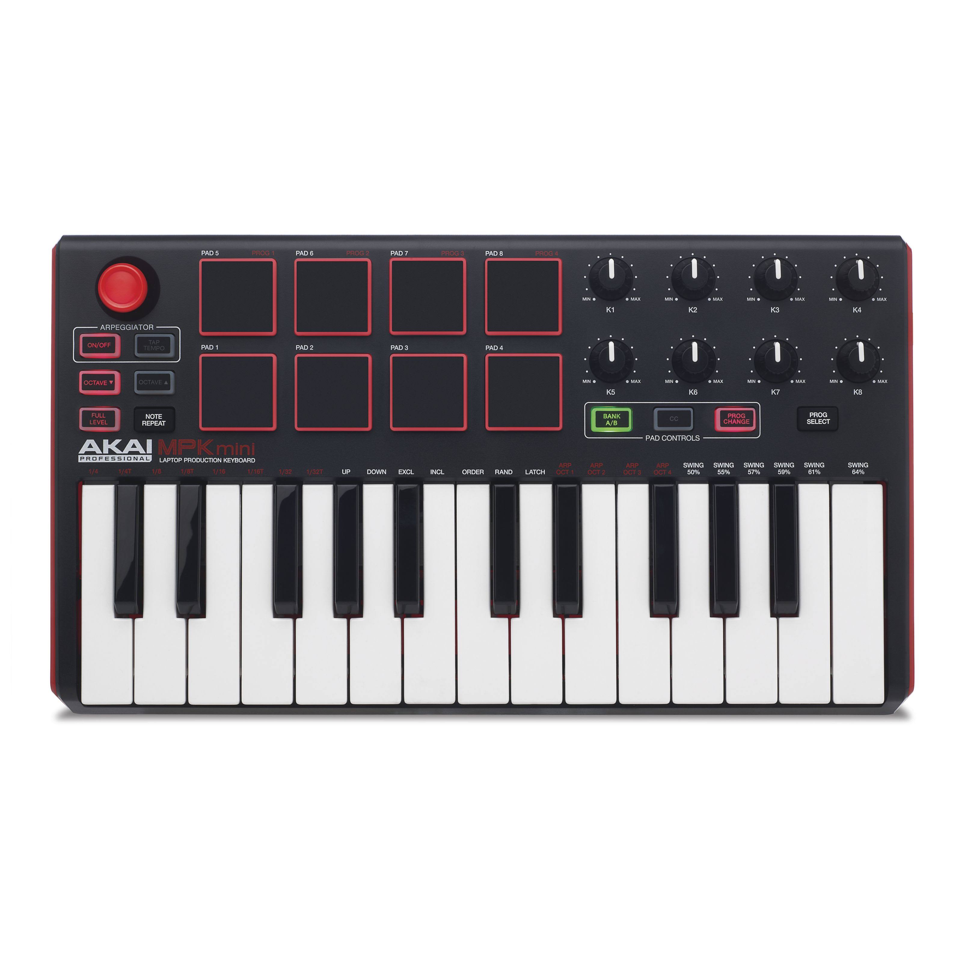 Akai Professional MPK Mini MK2 25-Key MIDI Controller, Black - Megean