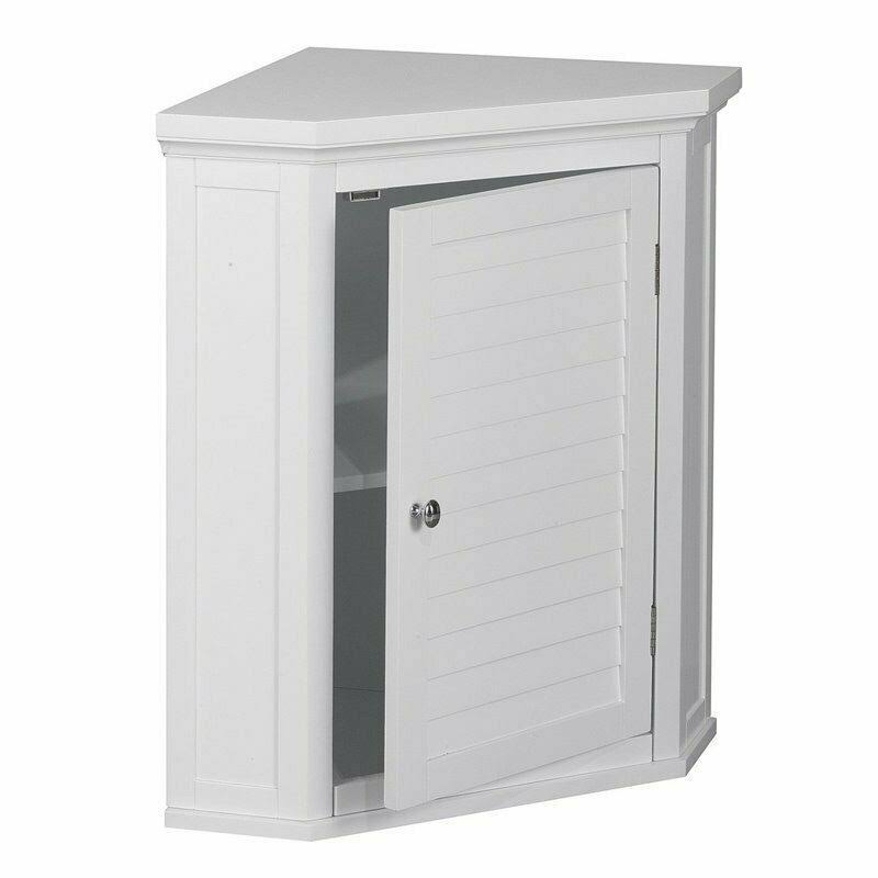 Pemberly Row 1-Door Corner Wall Cabinet in White - PR-501915