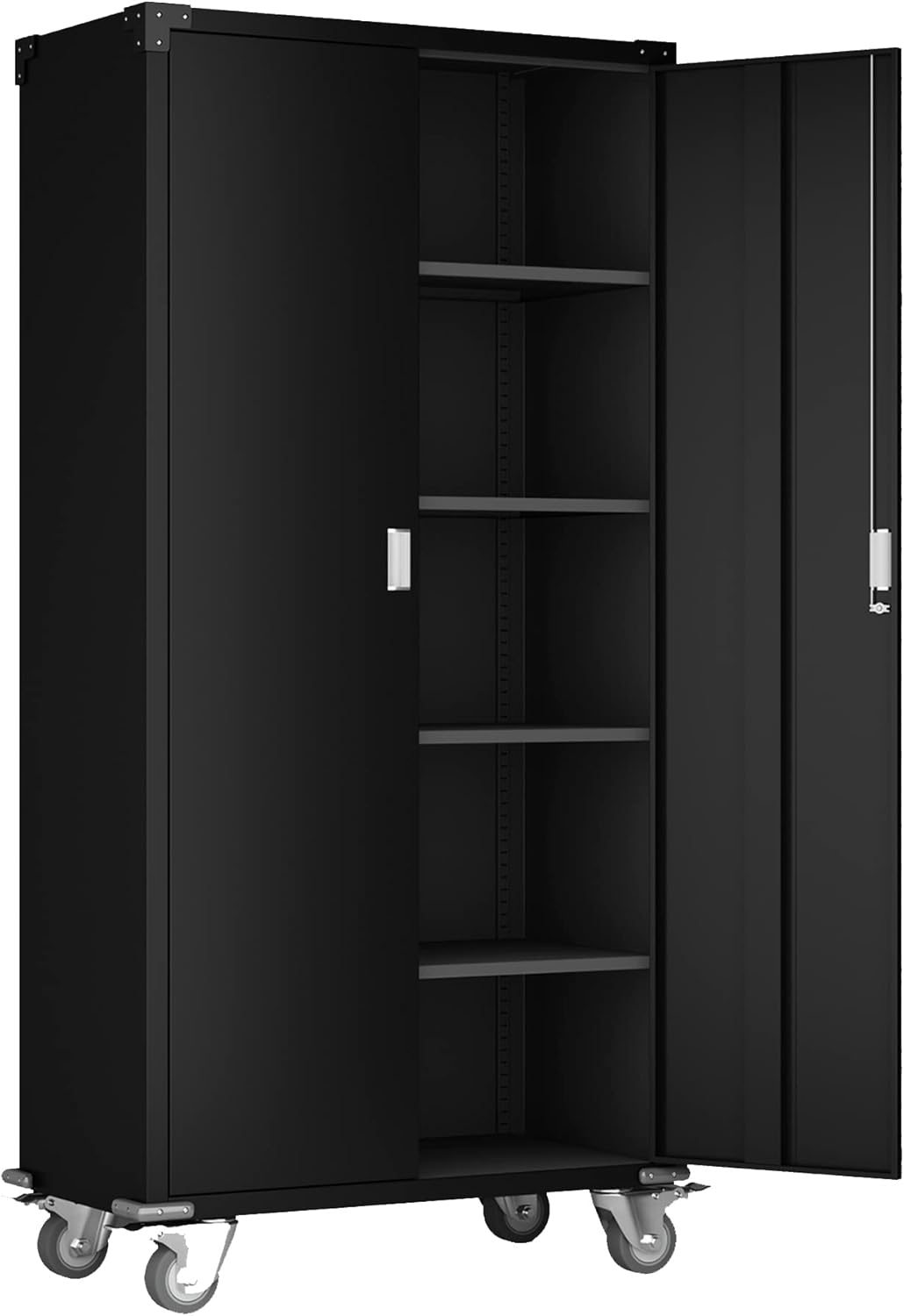 AOBABO Metal Rolling Storage Cabinet with Wheels, 72'' Utility Storage Files Cabinet with Height Adjustable Shelves,Steel Tall Cabinet for Office