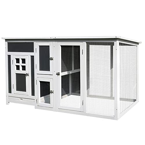 Spacious and Durable Outdoor Chicken Coop with Nesting Box and Run Area, Waterproof Roof for Safe and Comfortable Living, Gray