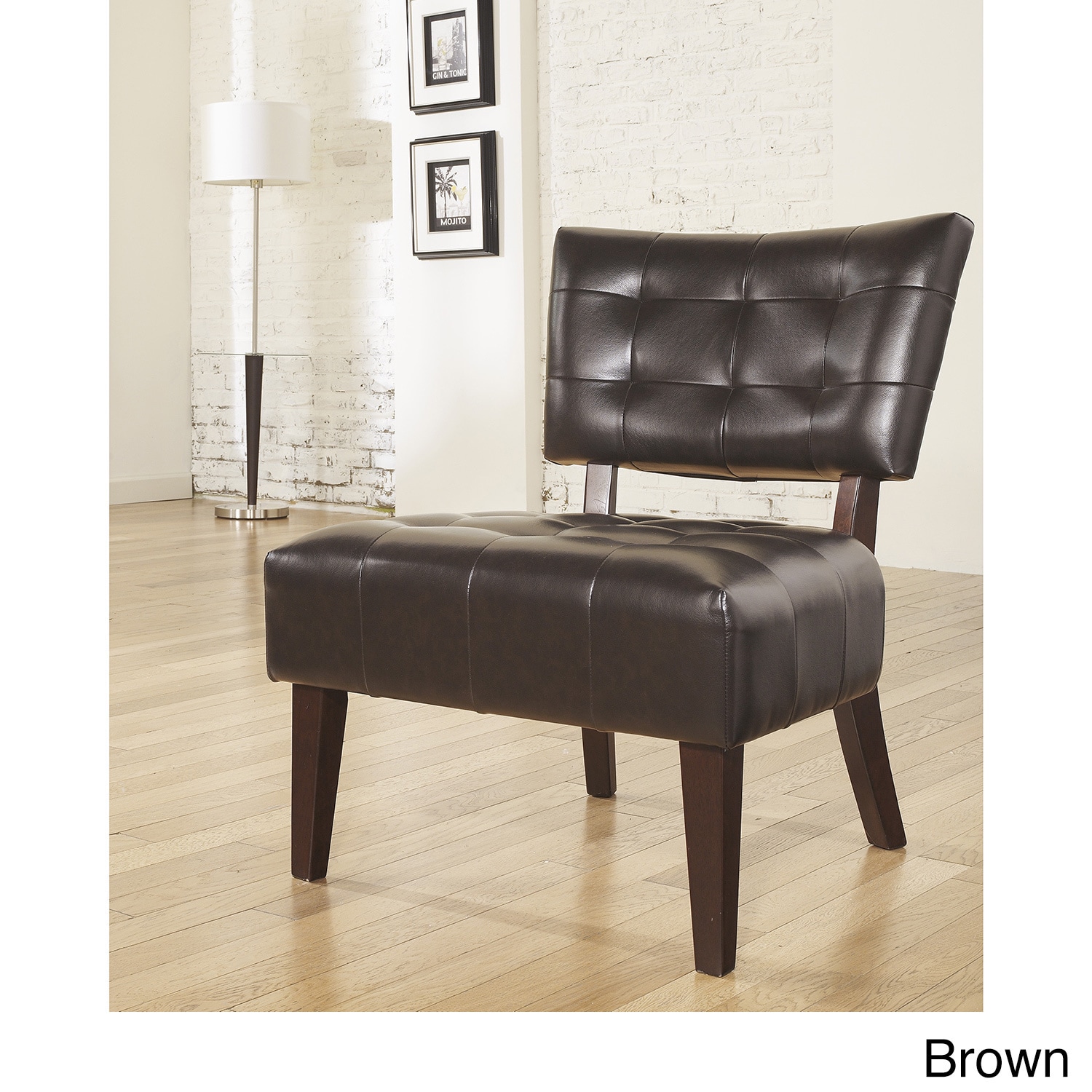 Porch & Den  McRee Tufted Slipper Chair Accent Chairs, Slipper Chair Brown