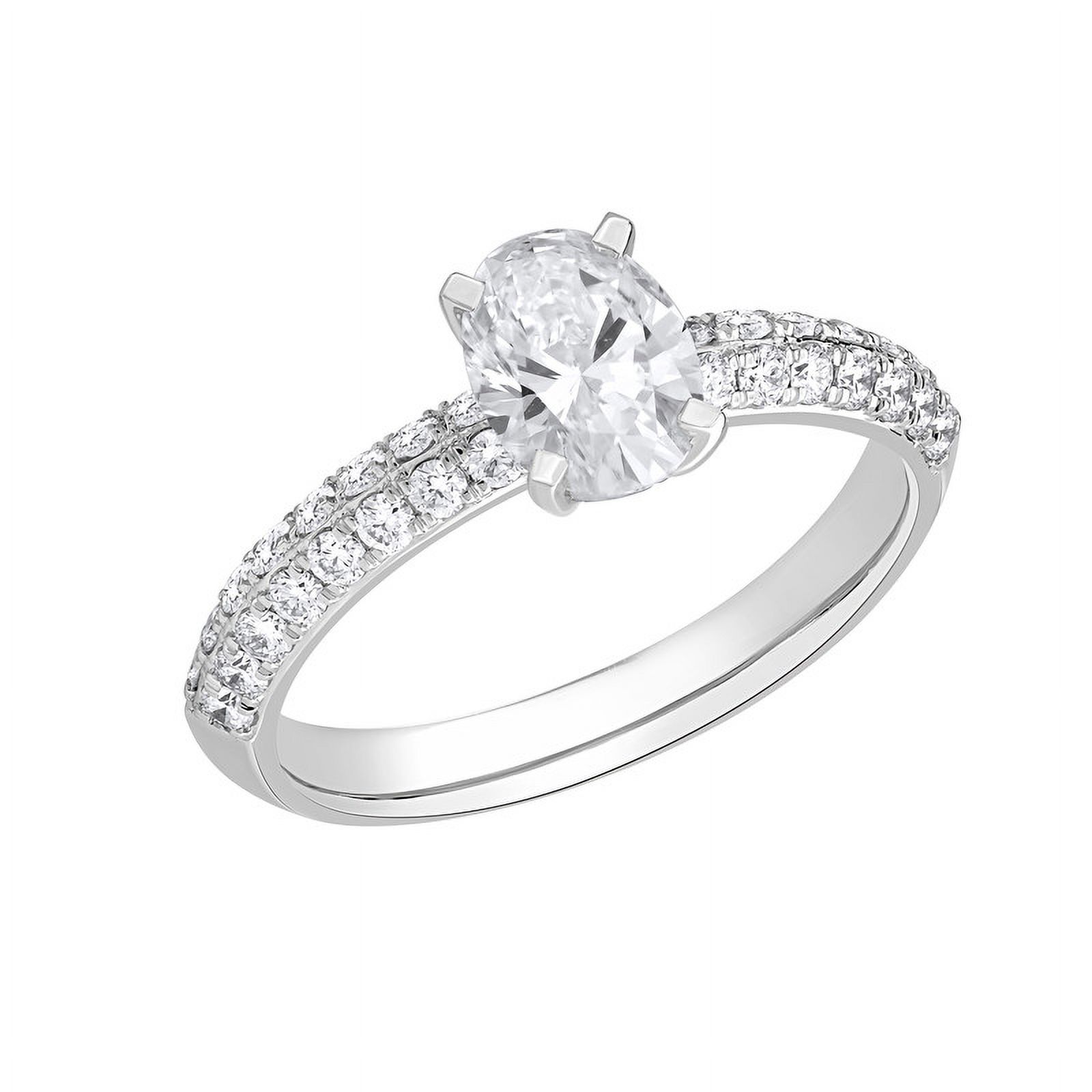 1.15 TCW Oval Cut Lab Created Diamond Solitaire Halo Ring with Side Stones in 14K Solid White Gold Yellow Gold Rose Gold for Women | Size-4