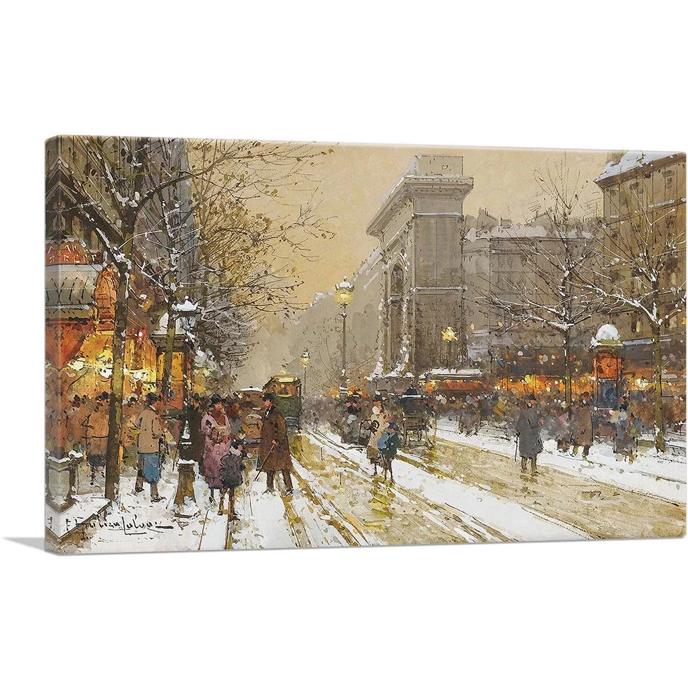 ARTCANVAS Bonne Nouvelle Boulevard In Paris Canvas Art Print by Eugene Galien-Laloue - Size: 18" x 12" (0.75" Deep)