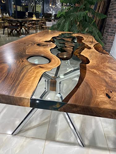 Personalized LARGE Fully Customised EPOXY TABLE, Resin River Dining Table Top for 2, 4, 6, 8, Wood Epoxy Coffee Table Top