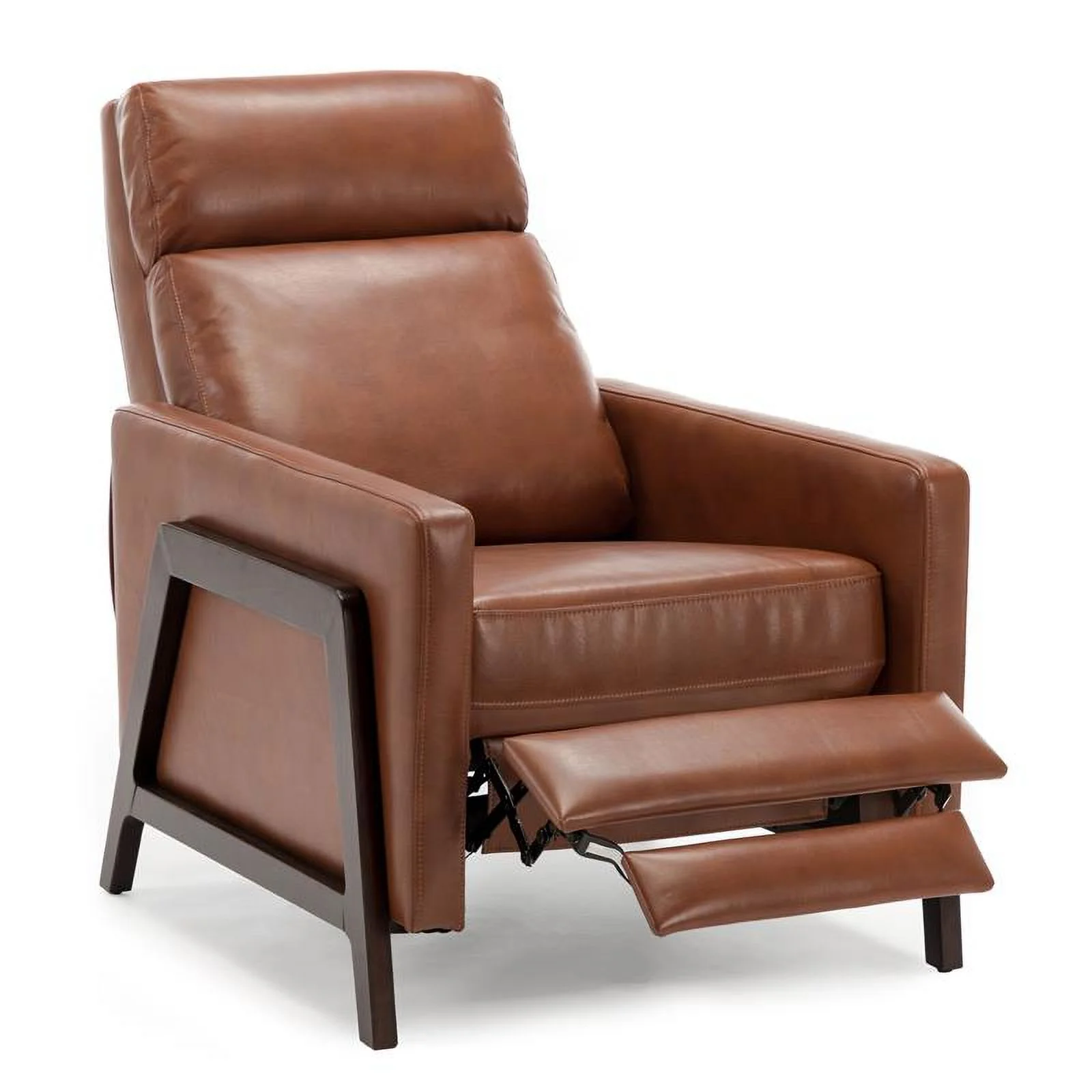 Bowery Hill Push Back Faux Leather Recliner in Caramel Finish