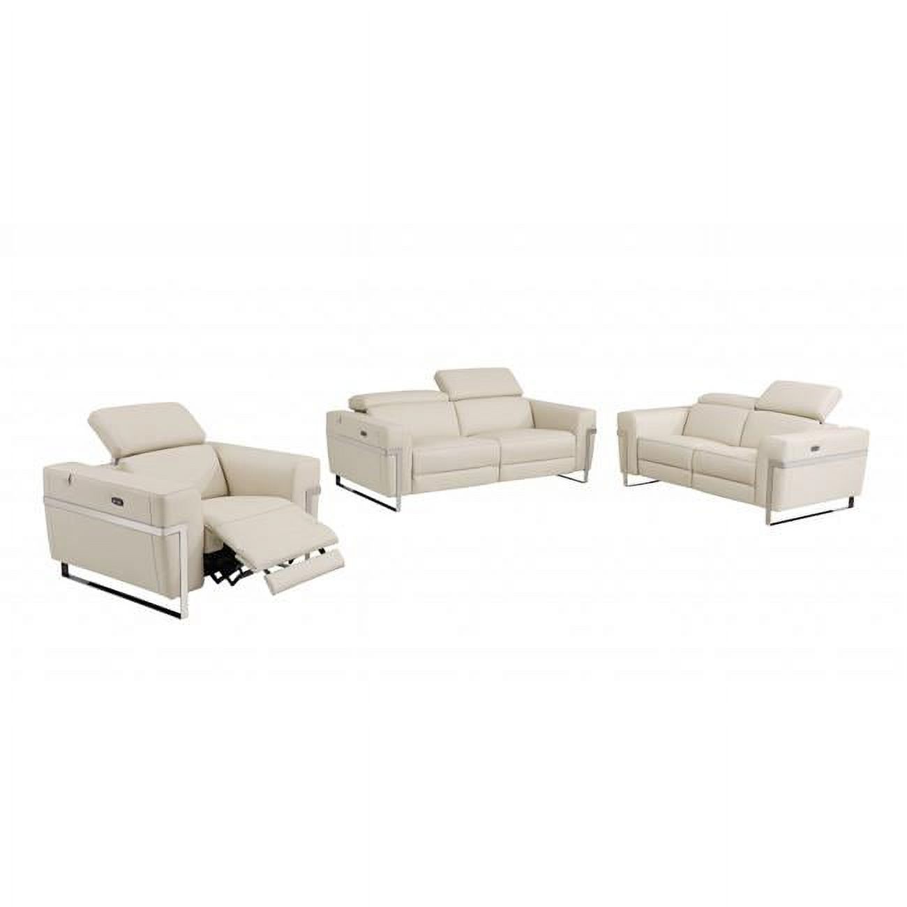 HomeRoots  Beige Italian Leather Six Person Seating Set - 3 Piece