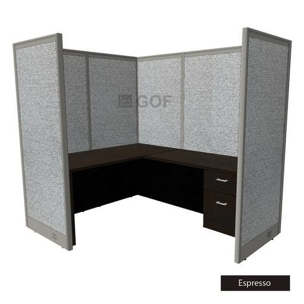 GOF 1 Person Workstation Cubicle(5'D x 6.5'W x 6'H) / Office Partition, Room Divider (72" H Cubicle with Desk, Espresso)