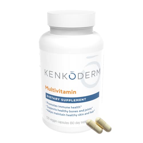 Kenkoderm Multivitamin for Psoriasis, Skin Care & Immune Support Supplement, 120 Capsules with Omega 3, Vitamin D, Glucosamine Chondroitin, Collagen