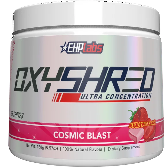 EHP LABS OxyShred Pre Workout Powder with L Glutamine & Acetyl L Carnitine, Energy Boost Drink - Cosmic Blast, 33 Servings - Kansas Nuitrition