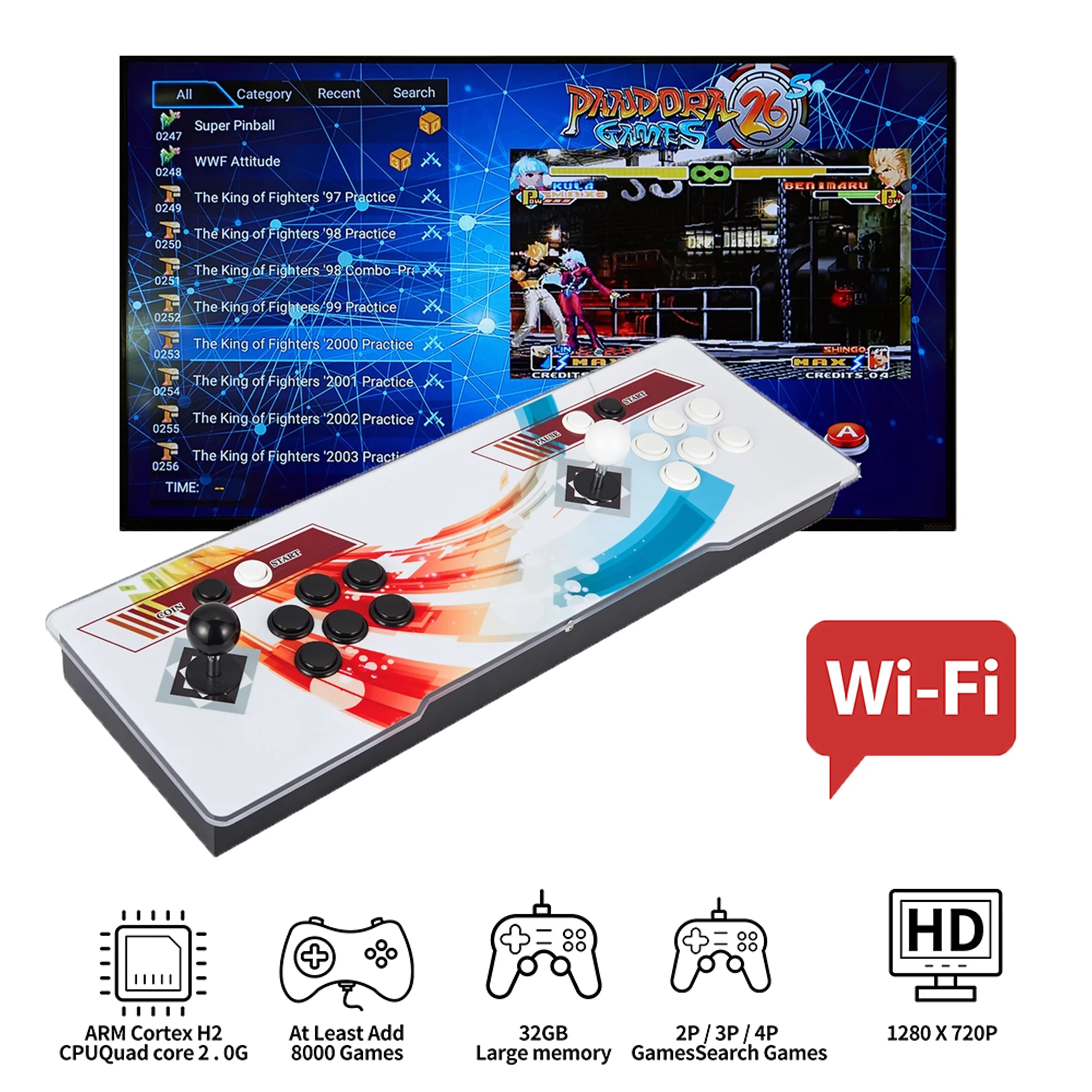 10000 3D All-in-one Arcade Game Machine Pandora 26S Game Box American Standard HD Video for Home Party Gift