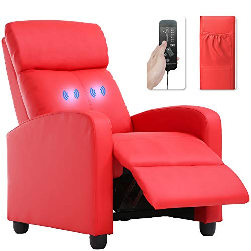 BestMassage | Recliner Chair | with 2 Point Massage Function | Black | with Lumbar Support, Adjustable Push Back, Wide Armrests